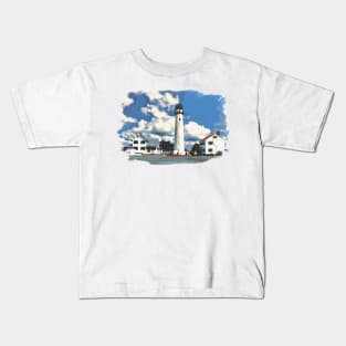 Fenwick Island Lighthouse Watercolor Street View Kids T-Shirt